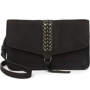 MSRP $98 Lucky Brand Sher Embellished Black Leather Crossbody